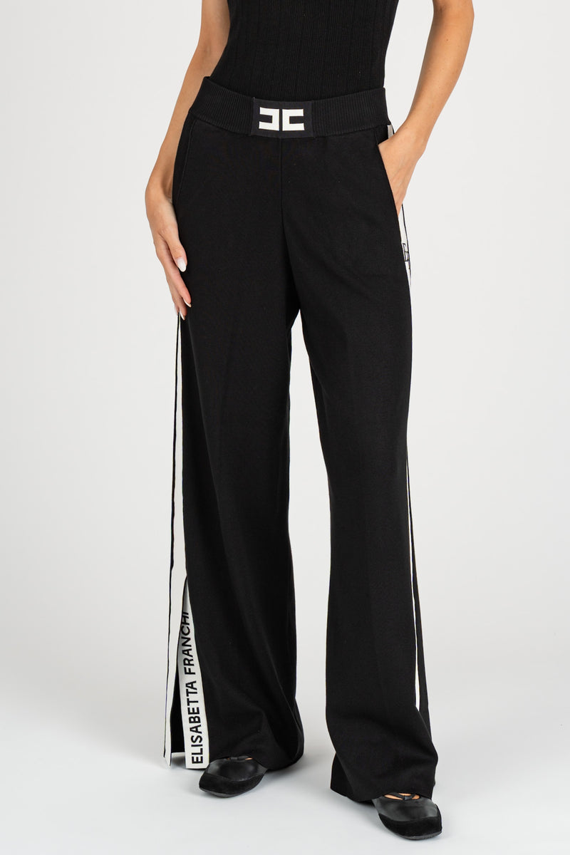Pantalone con Bande Nero-Milk