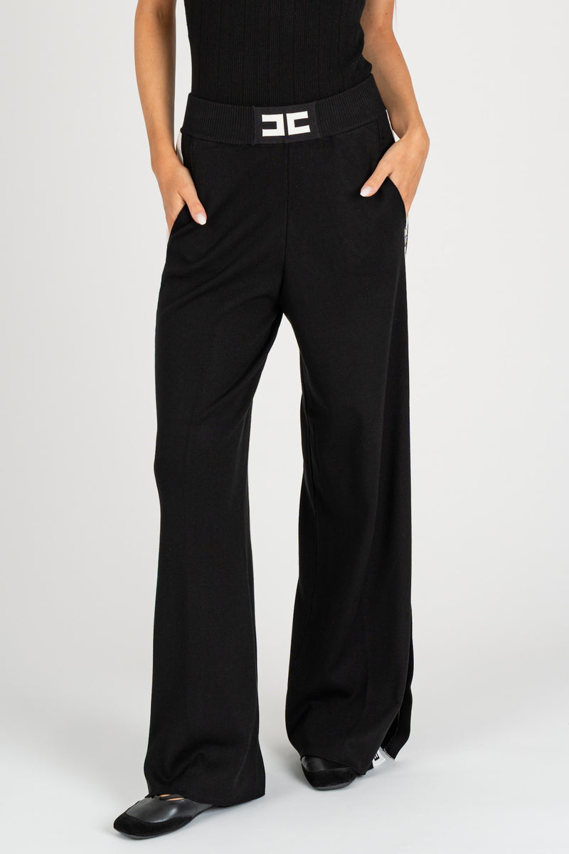 Pantalone con Bande Nero-Milk