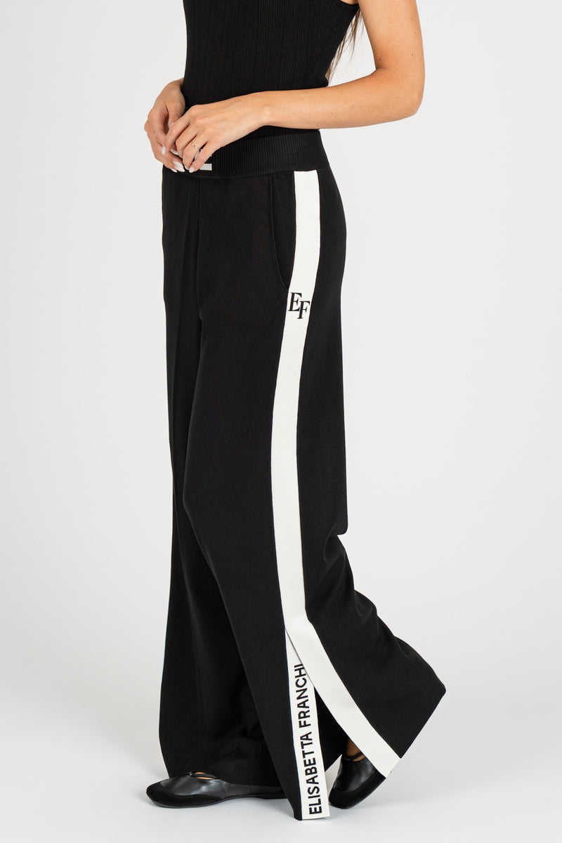 Pantalone con Bande Nero-Milk