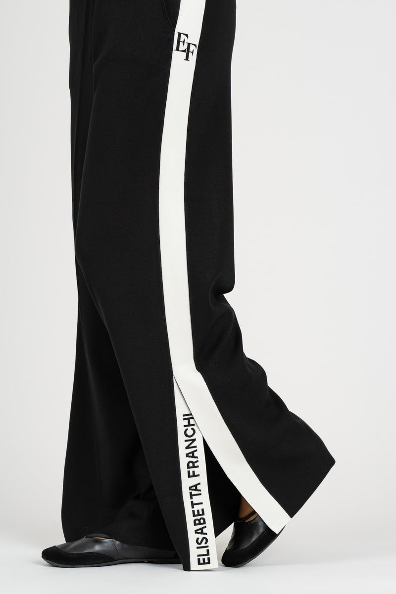 Pantalone con Bande Nero-Milk