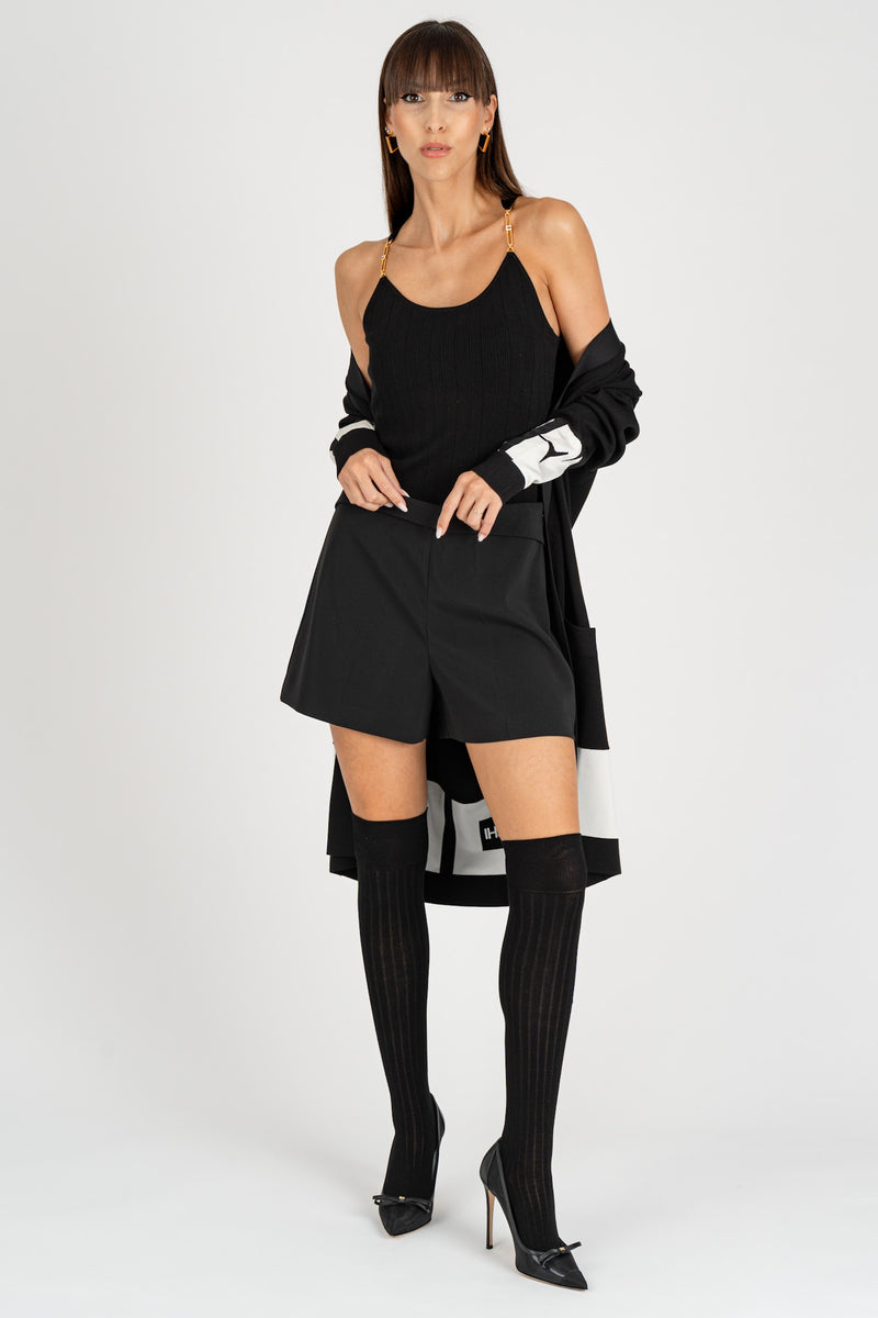 Top in Maglia con dettagli Nero