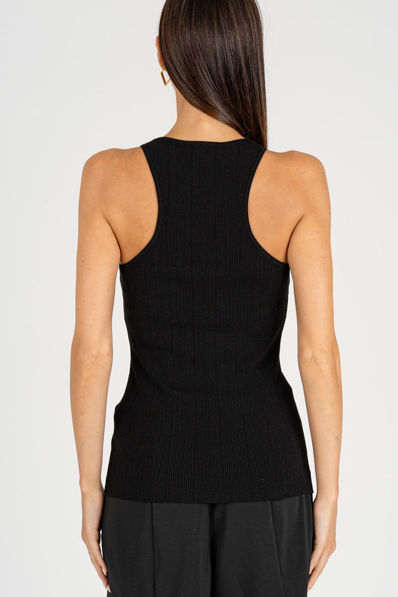 Top in Maglia con dettagli Nero