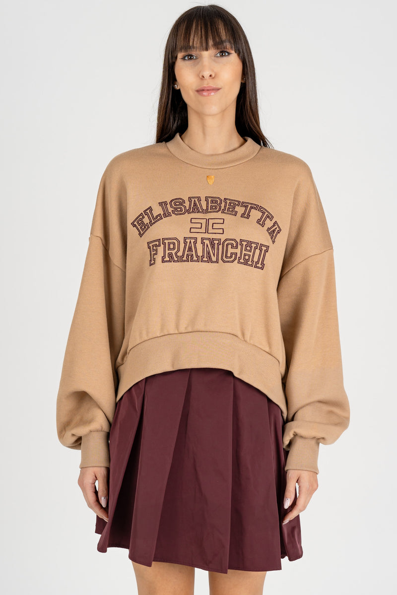 Felpa Cropped Logo Camel