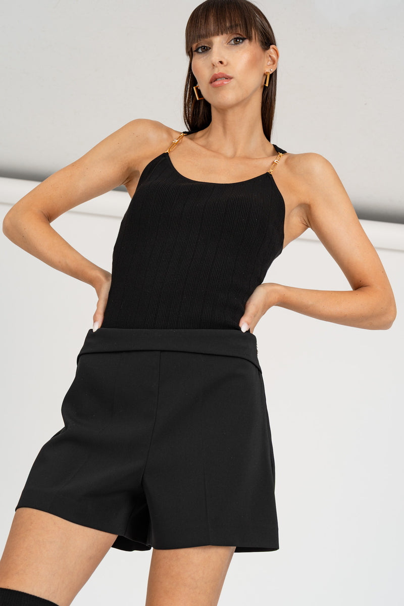 Top in Maglia con dettagli Nero