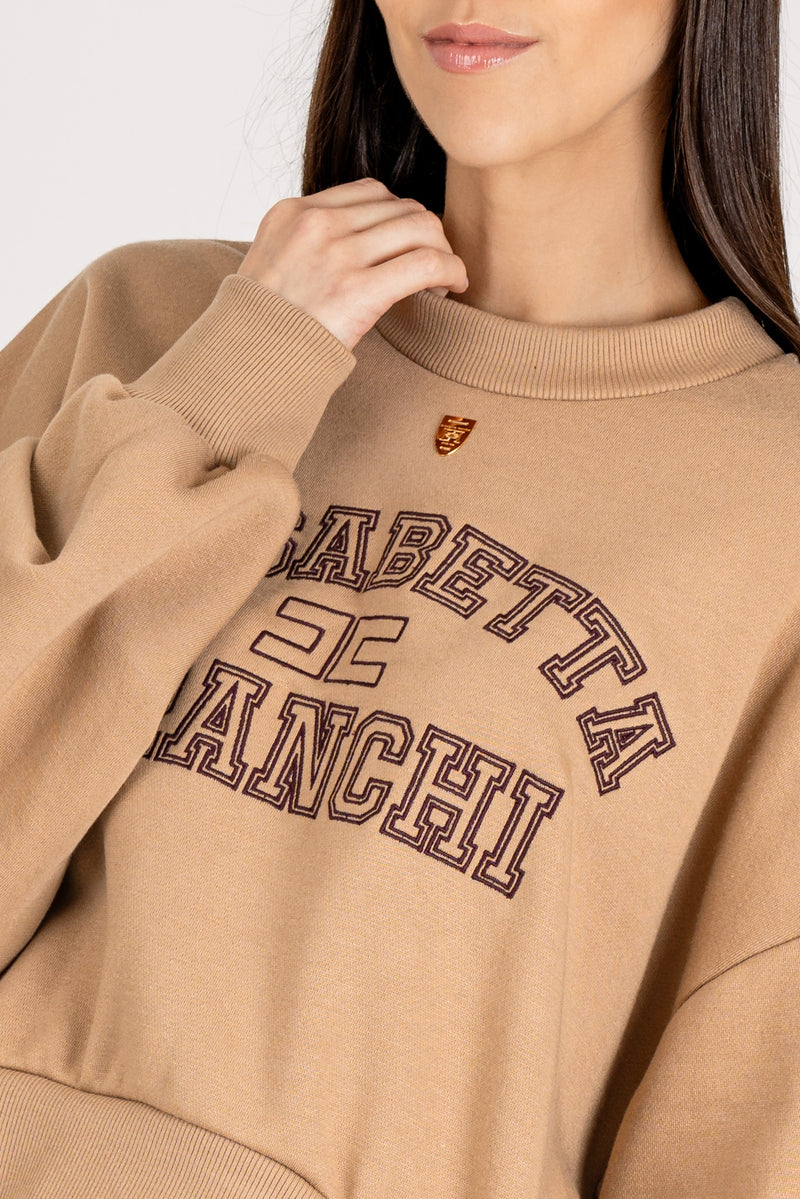 Felpa Cropped Logo Camel