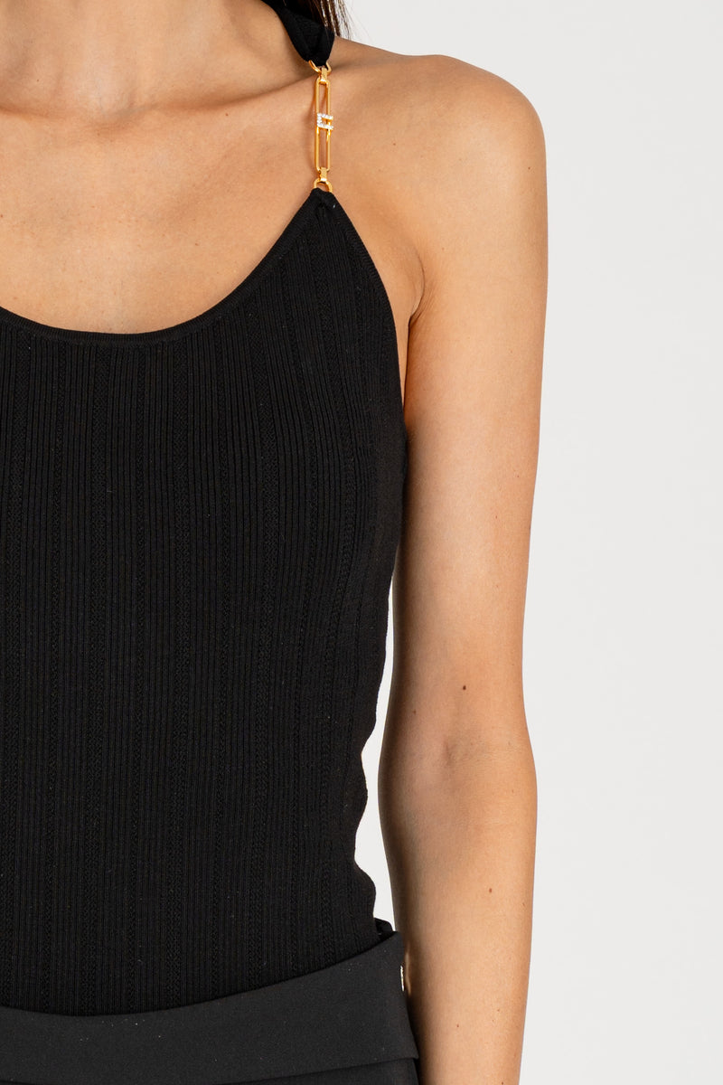 Top in Maglia con dettagli Nero