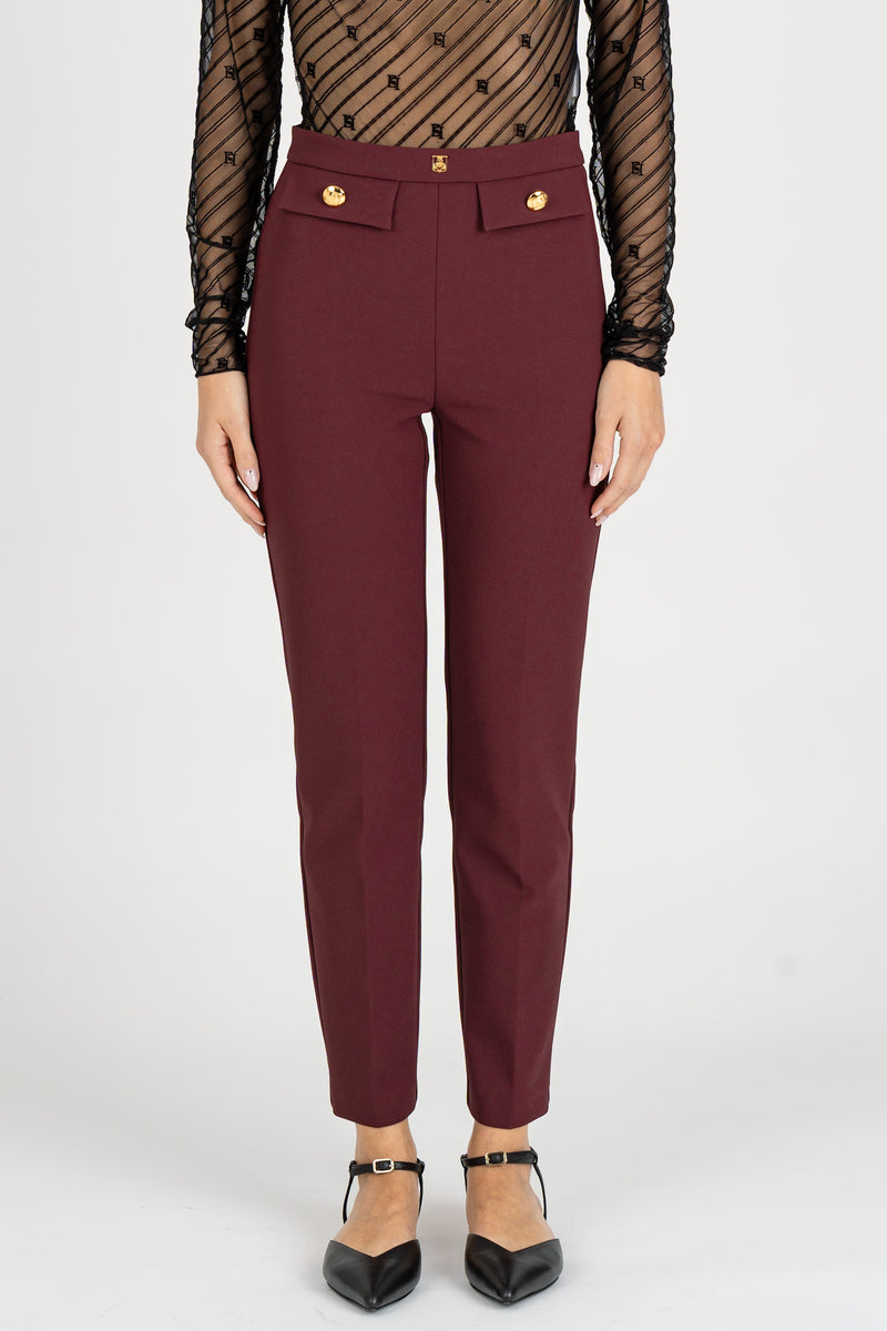 Pantalone in Crepe Dritto Rouge Noir