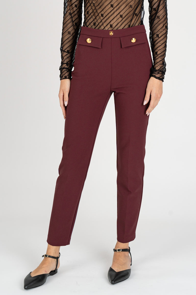 Pantalone in Crepe Dritto Rouge Noir