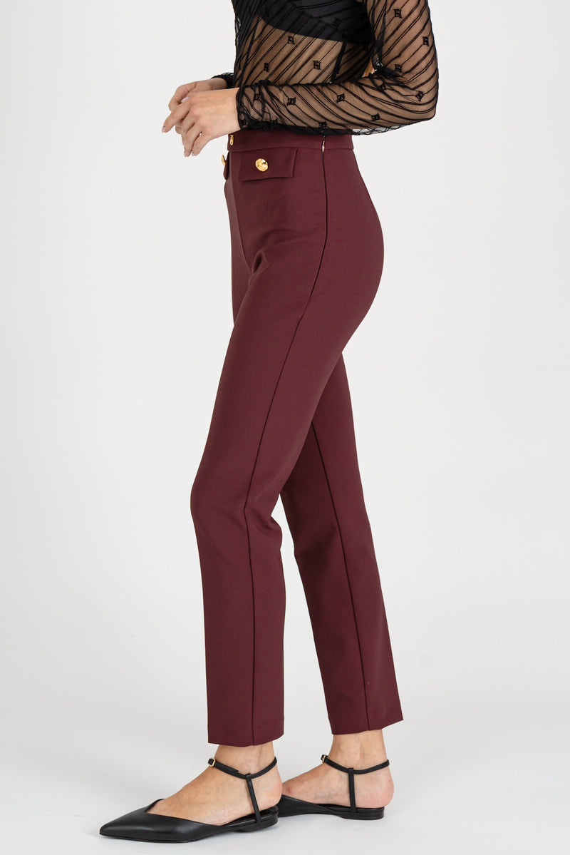 Pantalone in Crepe Dritto Rouge Noir