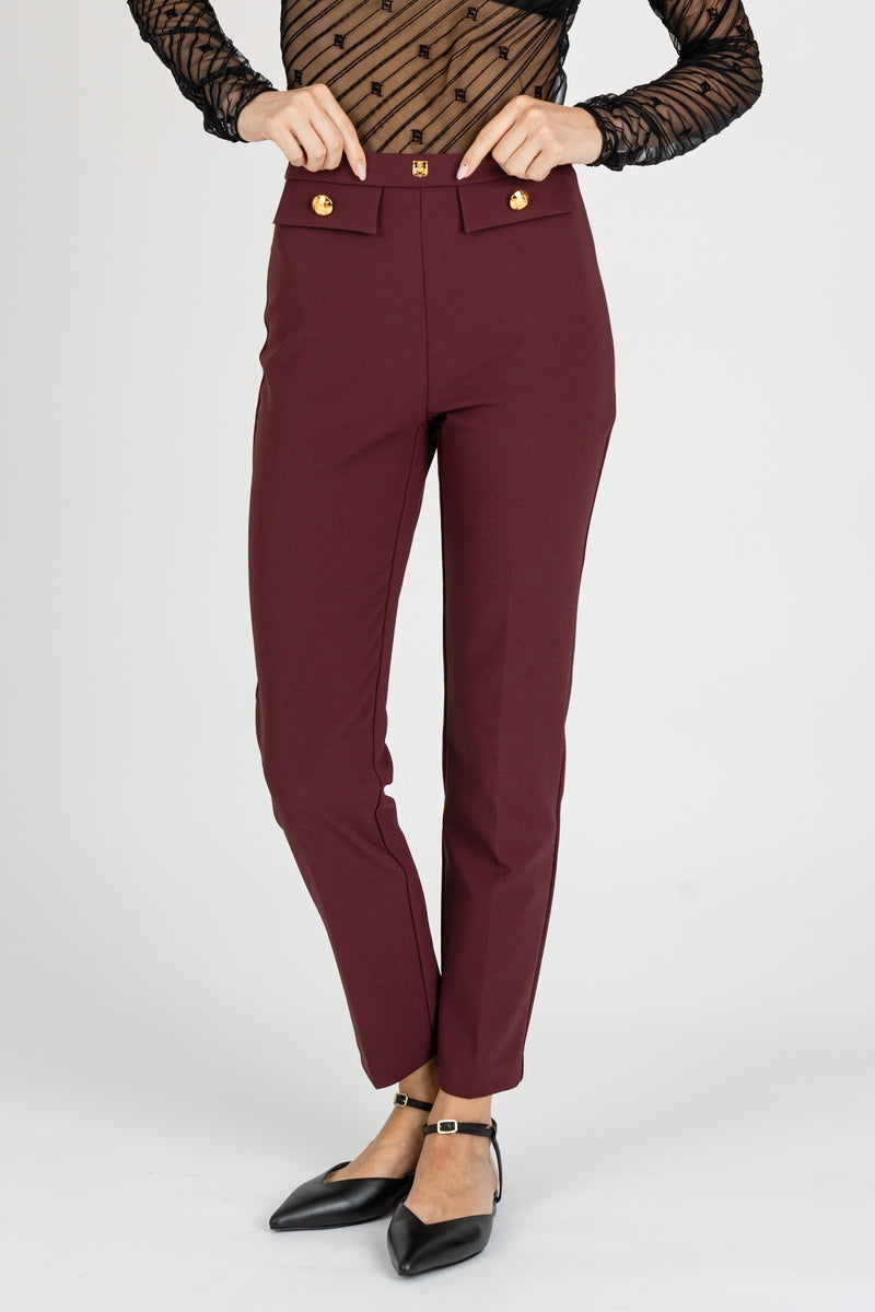 Pantalone in Crepe Dritto Rouge Noir