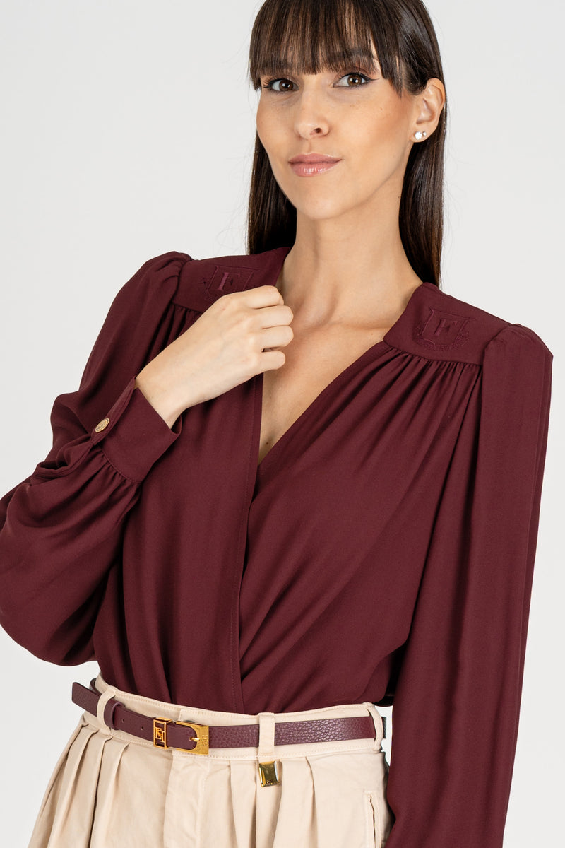 Body Camicia con Ricamo Rouge Noir