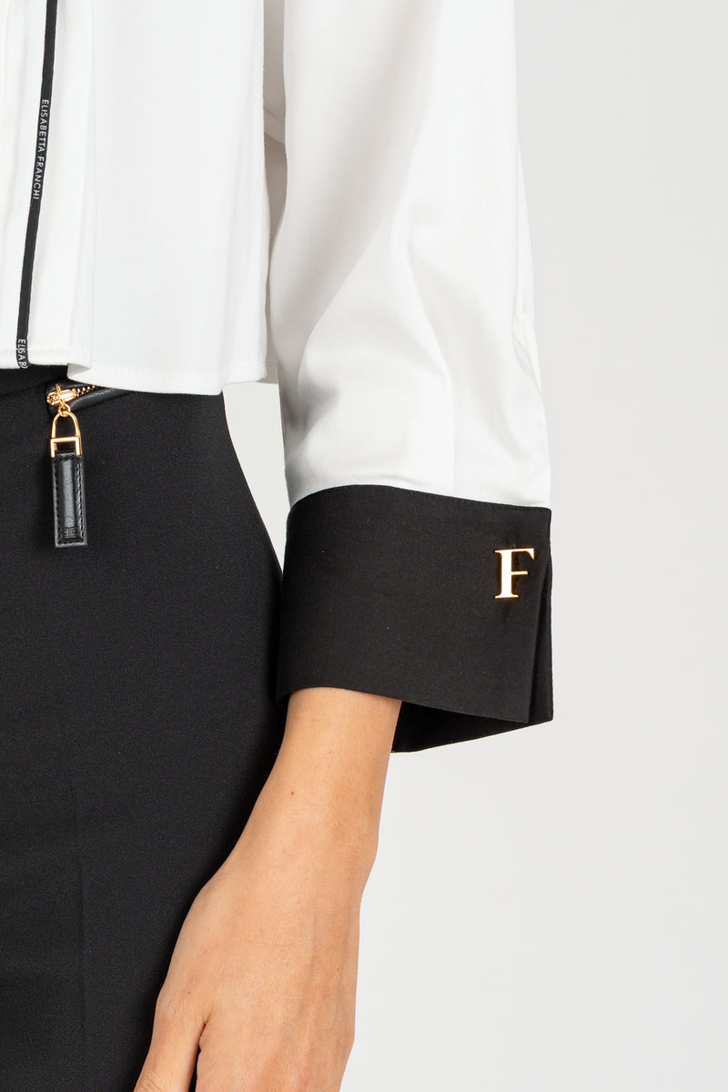 Camicia Cropped Bi-Color Bianco Nero