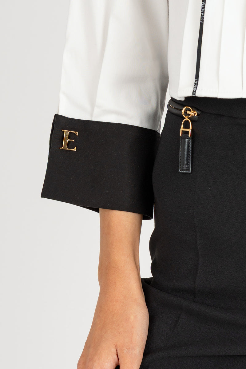 Camicia Cropped Bi-Color Bianco Nero