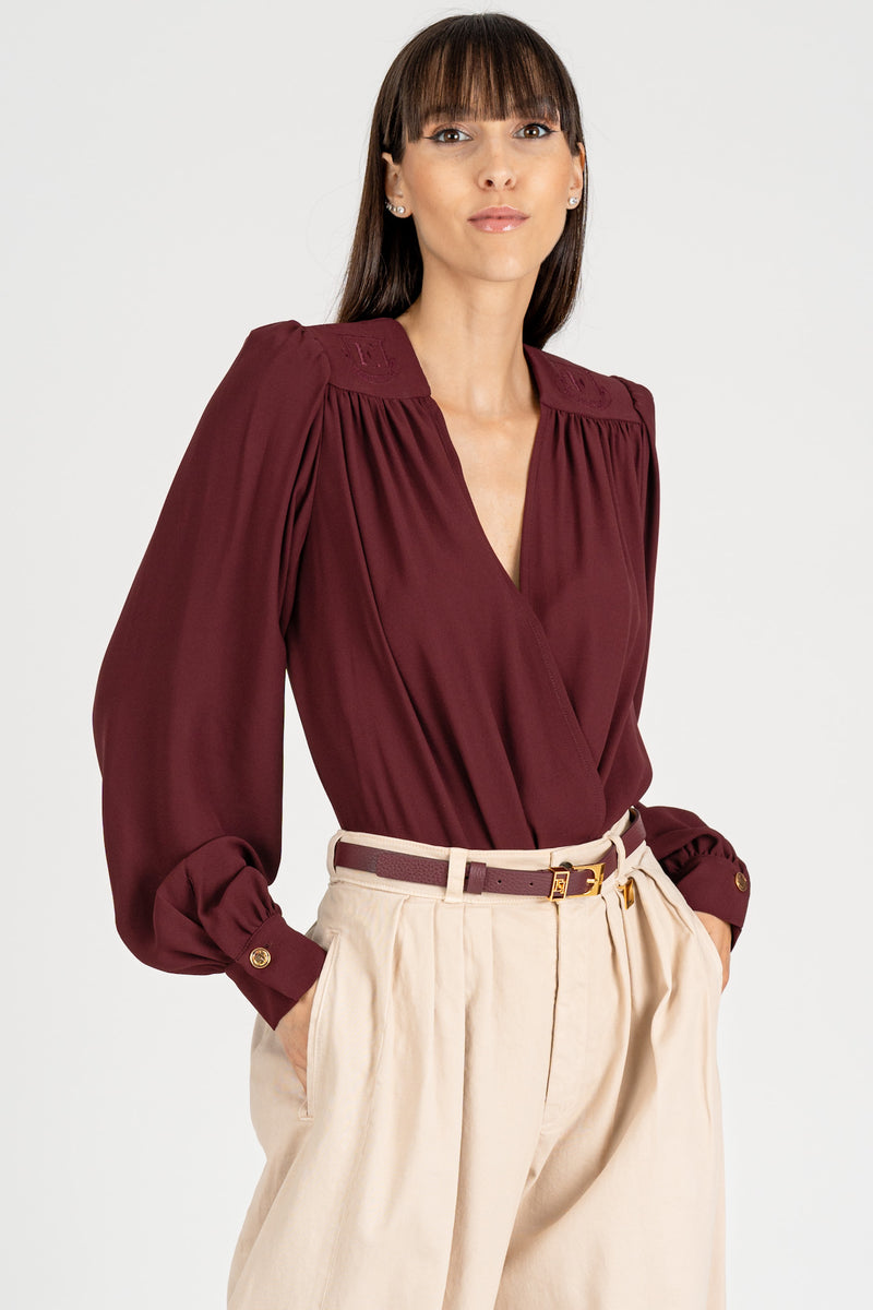 Body Camicia con Ricamo Rouge Noir