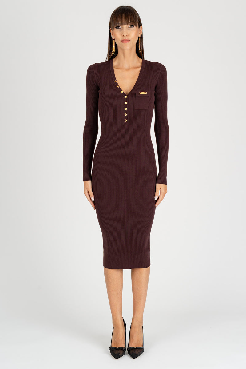 Abito in Maglia con Taschino Merlot