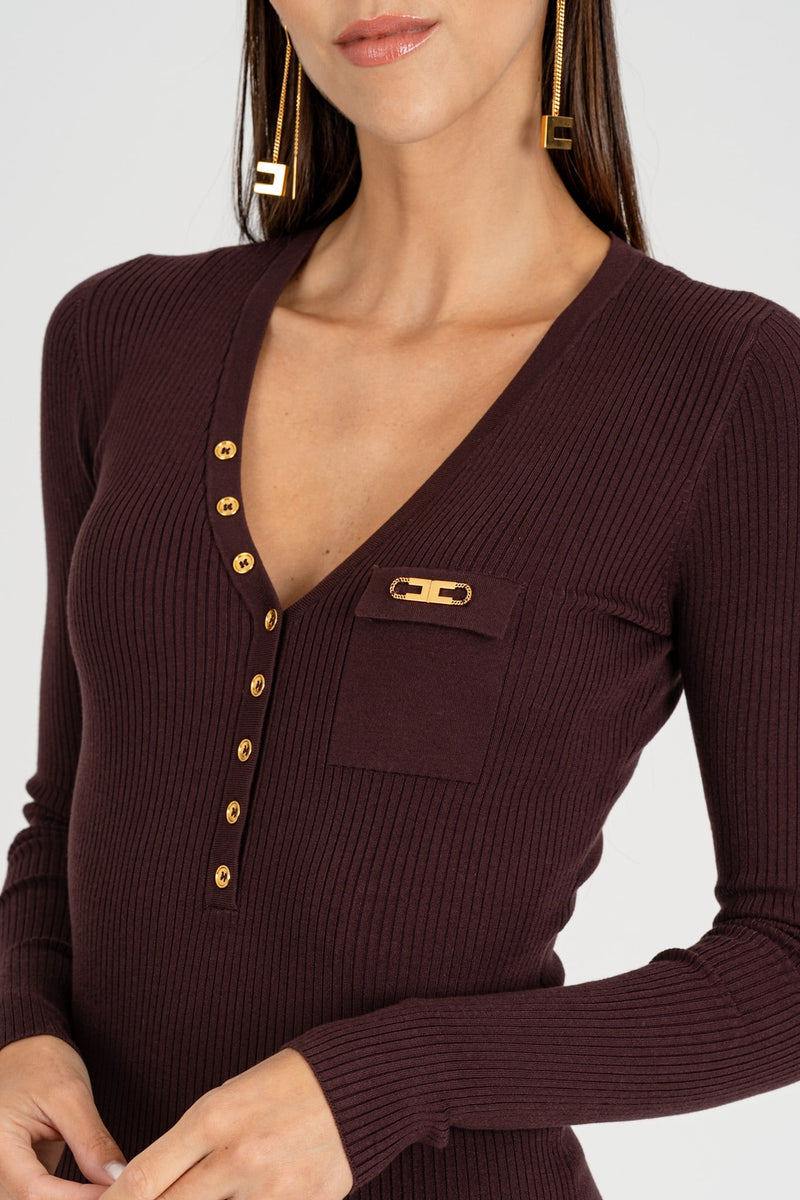 Abito in Maglia con Taschino Merlot