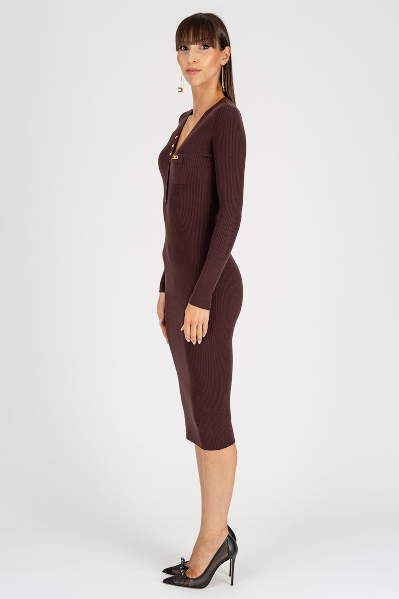 Abito in Maglia con Taschino Merlot