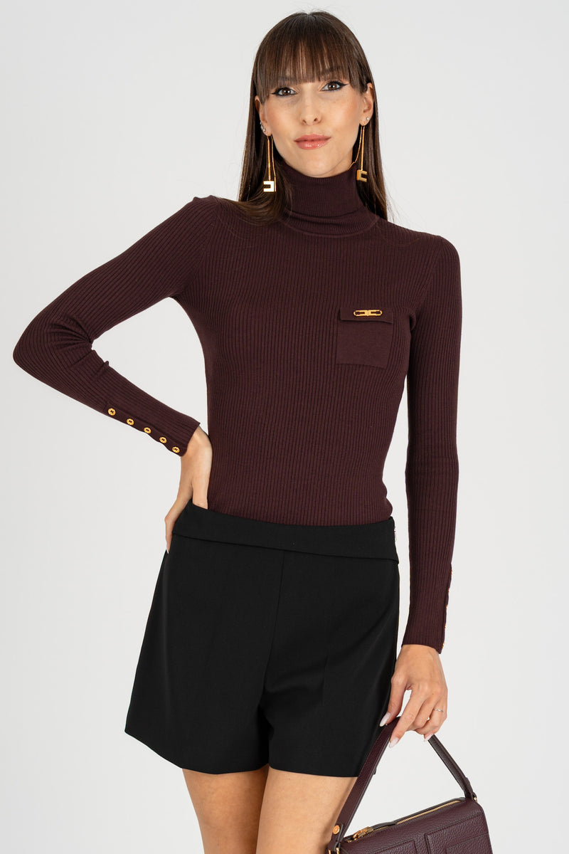 Maglia Dolcevita con Taschino Merlot