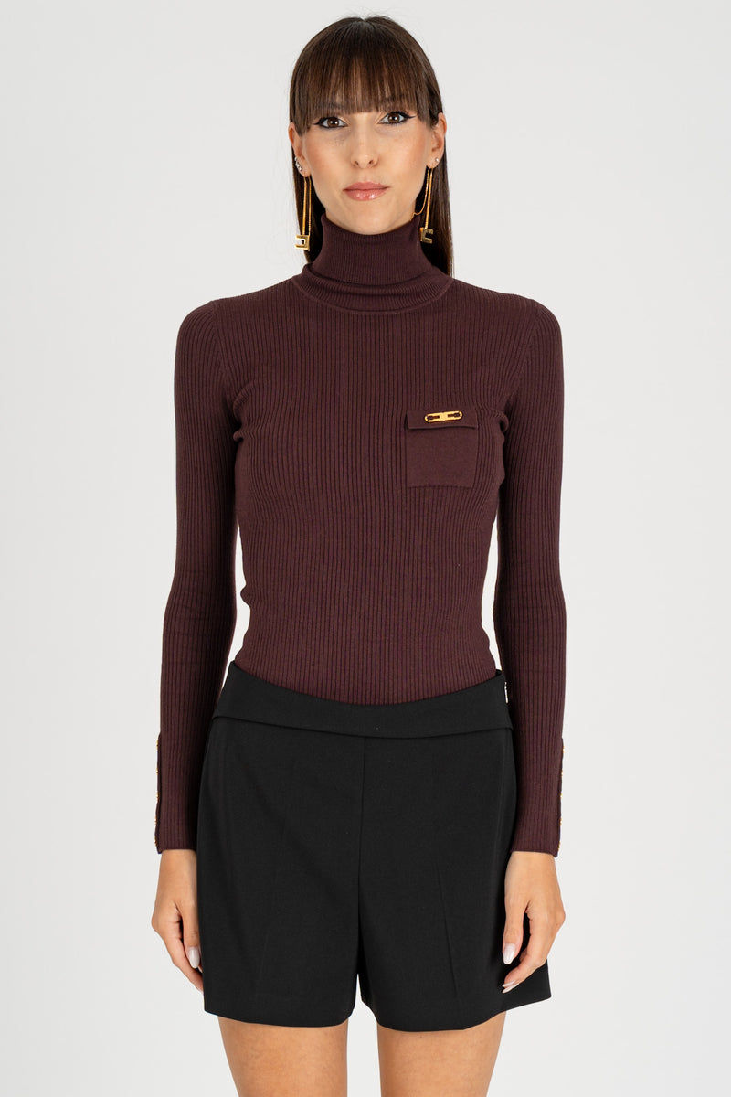 Maglia Dolcevita con Taschino Merlot