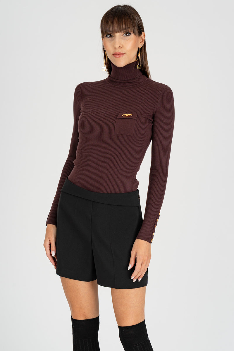 Maglia Dolcevita con Taschino Merlot