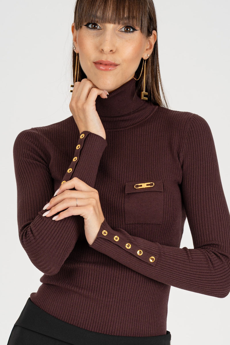 Maglia Dolcevita con Taschino Merlot