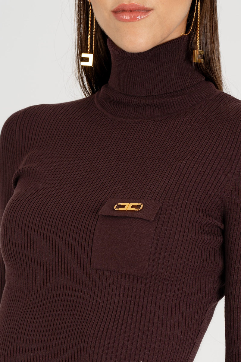 Maglia Dolcevita con Taschino Merlot