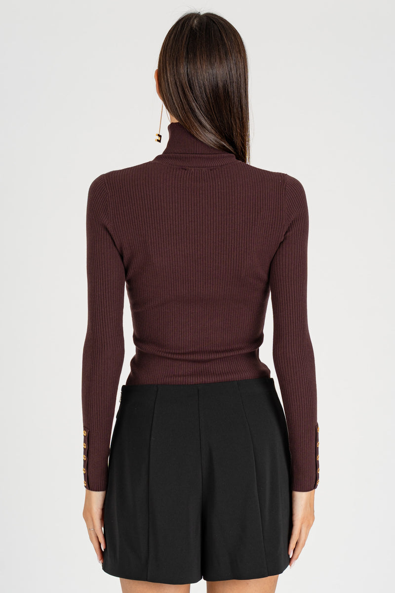 Maglia Dolcevita con Taschino Merlot