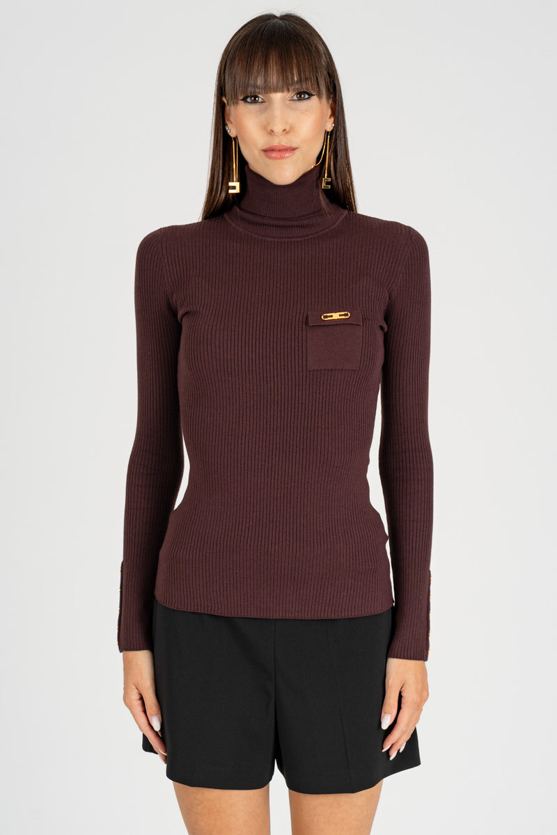 Maglia Dolcevita con Taschino Merlot