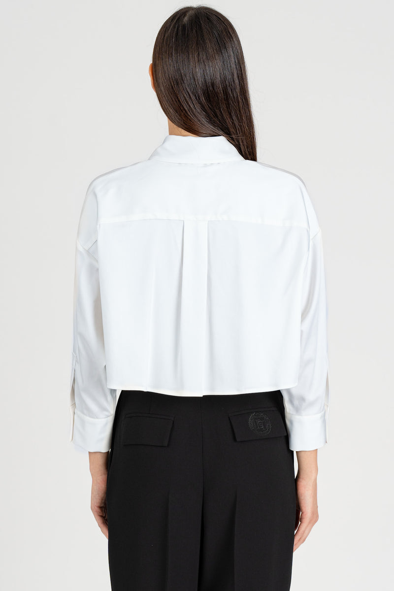 Camicia Cropped con Foulard Bianco