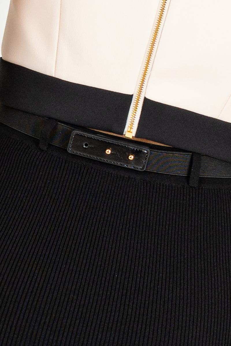 Gonna in Maglia con Cintura Nero