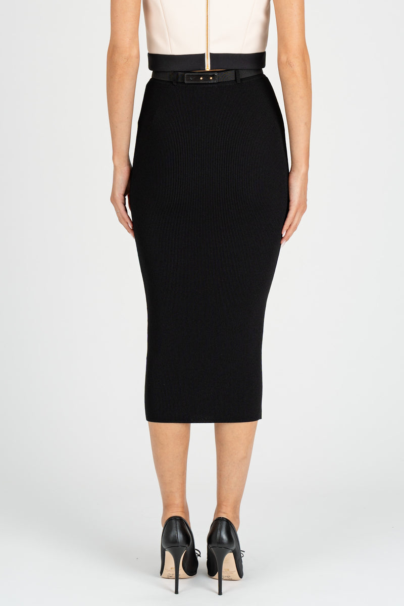 Gonna in Maglia con Cintura Nero