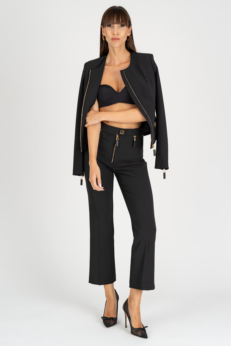 Pantalone con Dettaglio zip Nero