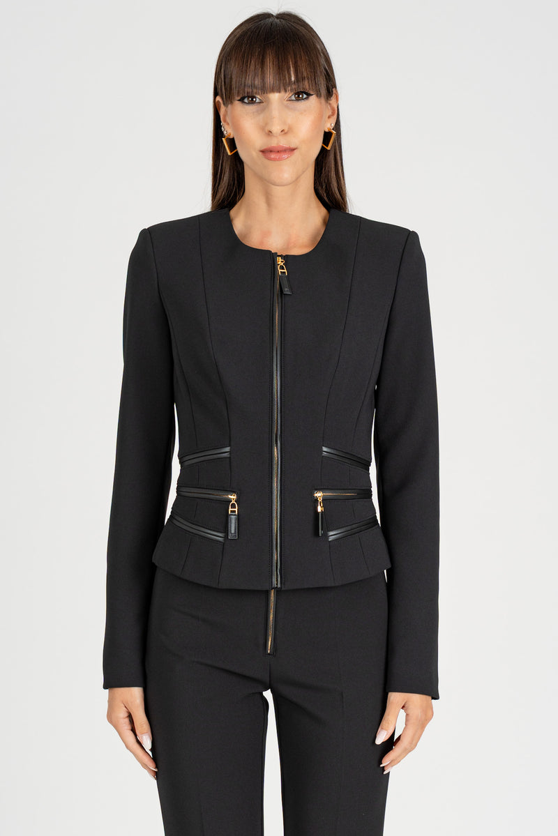 Giacca con Dettagli Zip Nero