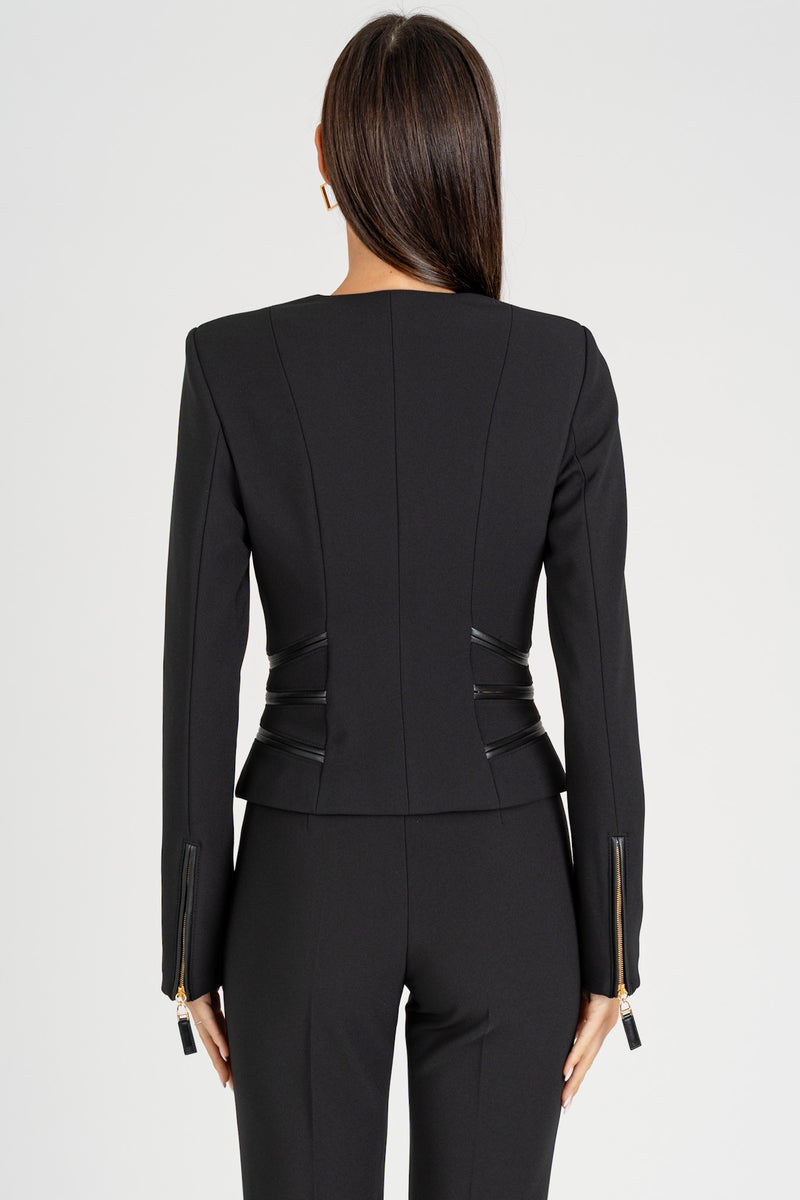 Giacca con Dettagli Zip Nero