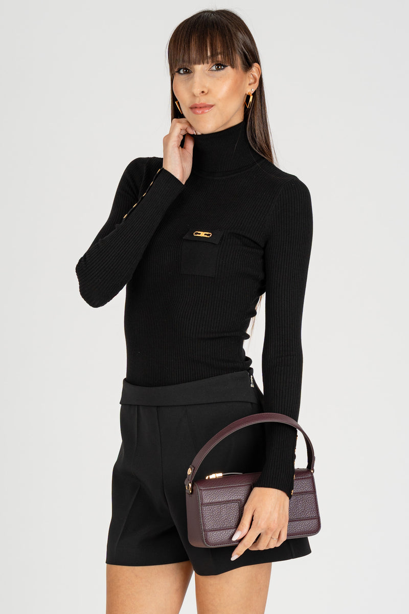 Maglia Dolcevita con Taschino Nero