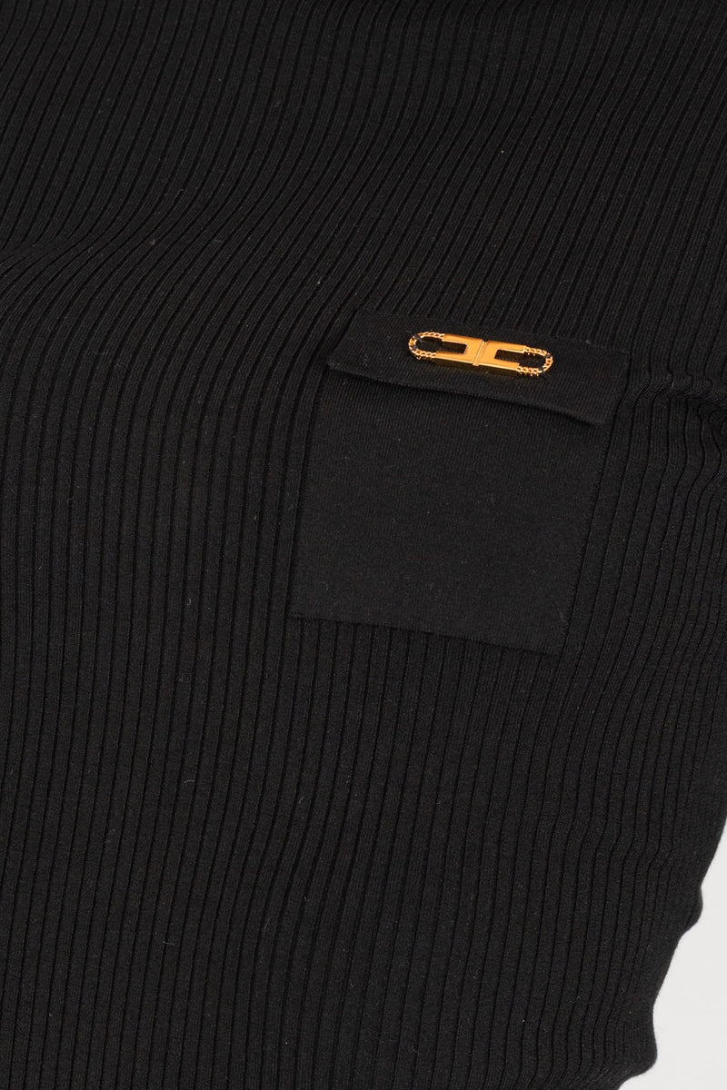 Maglia Dolcevita con Taschino Nero