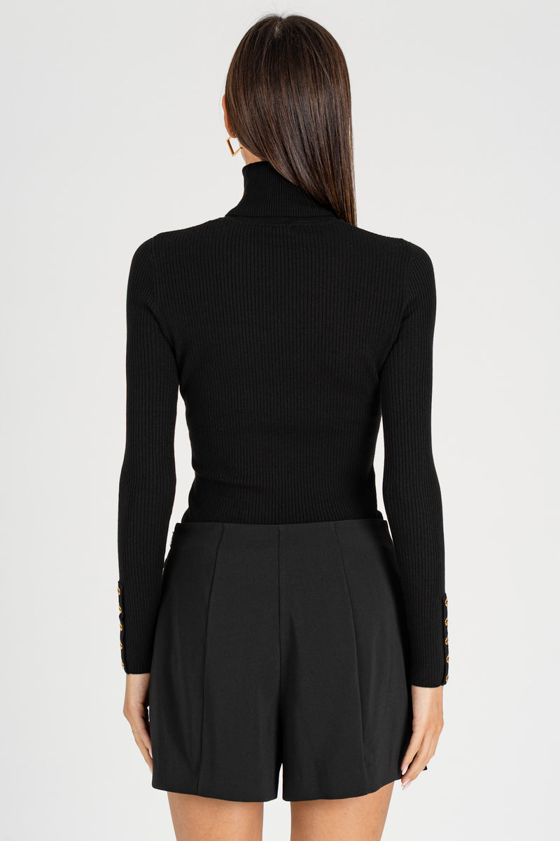 Maglia Dolcevita con Taschino Nero