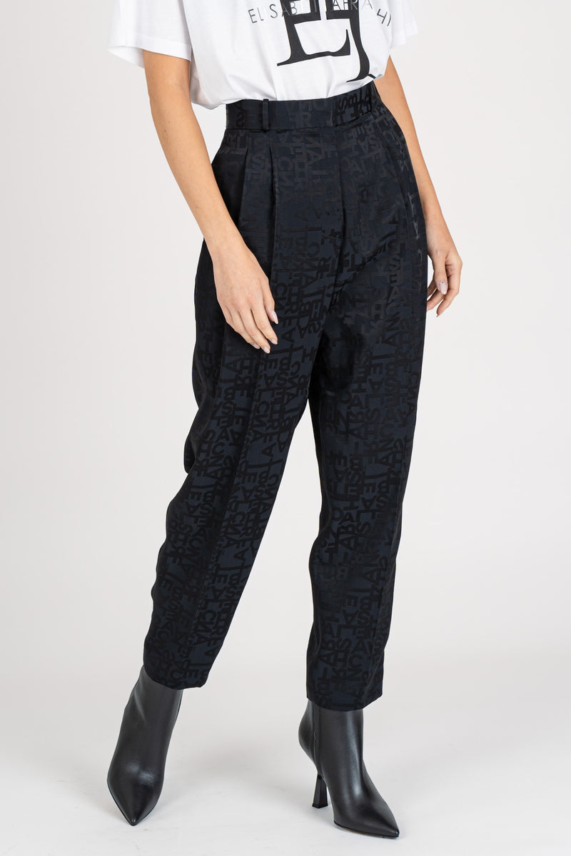 Pantalone Jacquard Lettering Nero