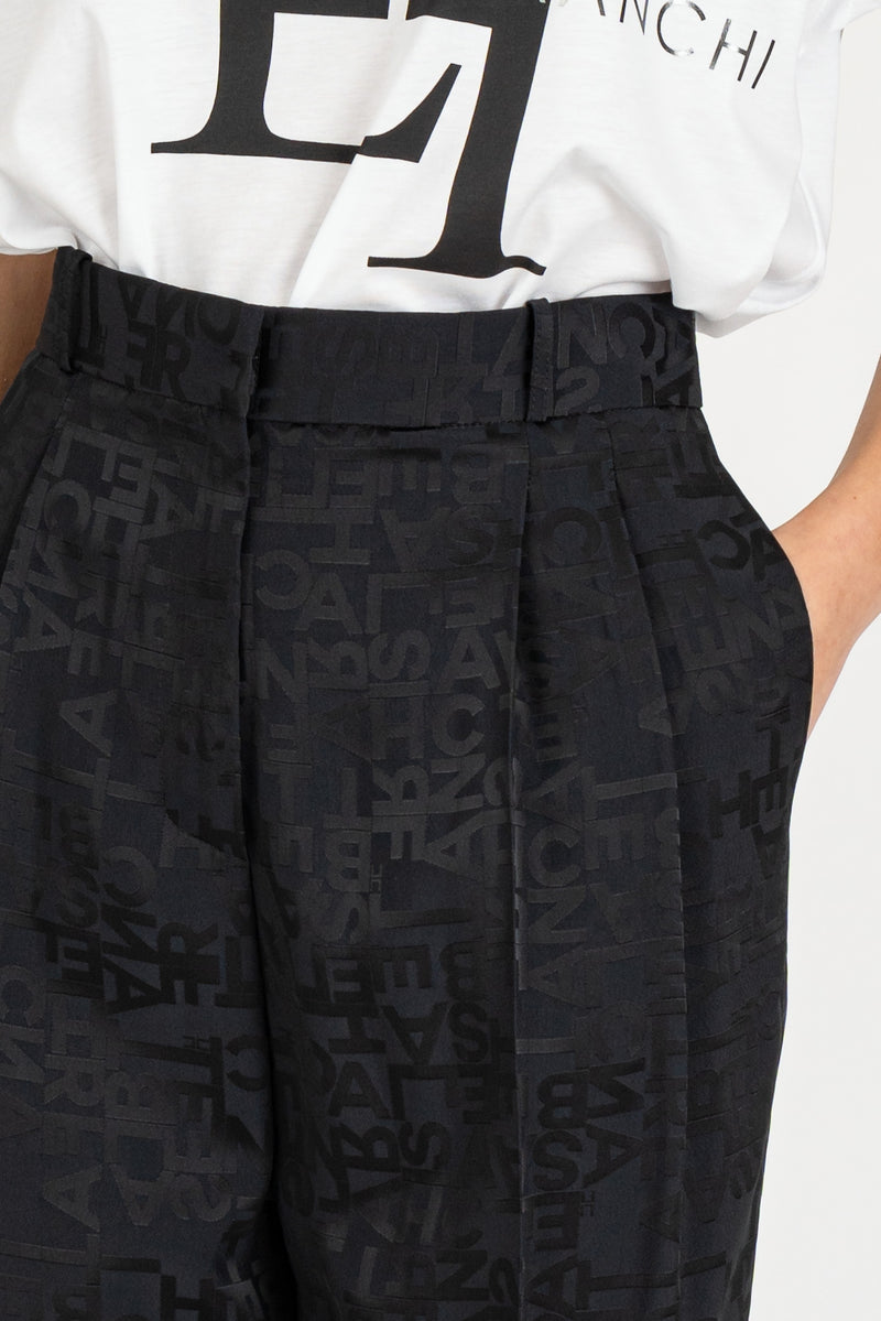 Pantalone Jacquard Lettering Nero