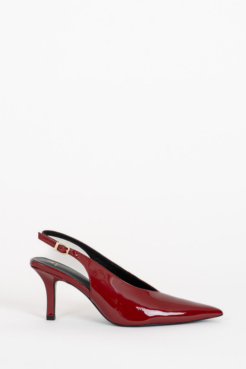 Scarpa Sling Black Vernice Glossy Red
