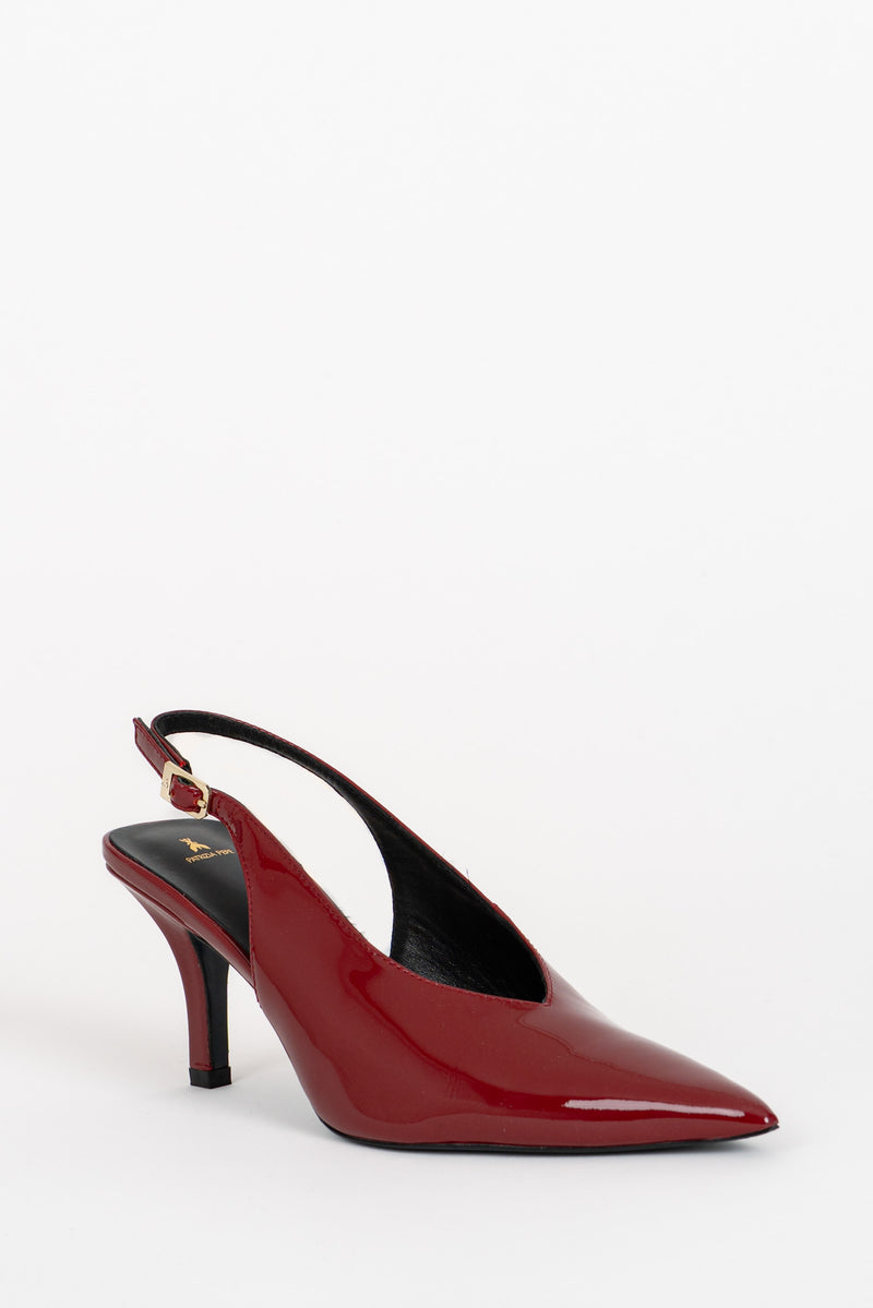 Scarpa Sling Black Vernice Glossy Red