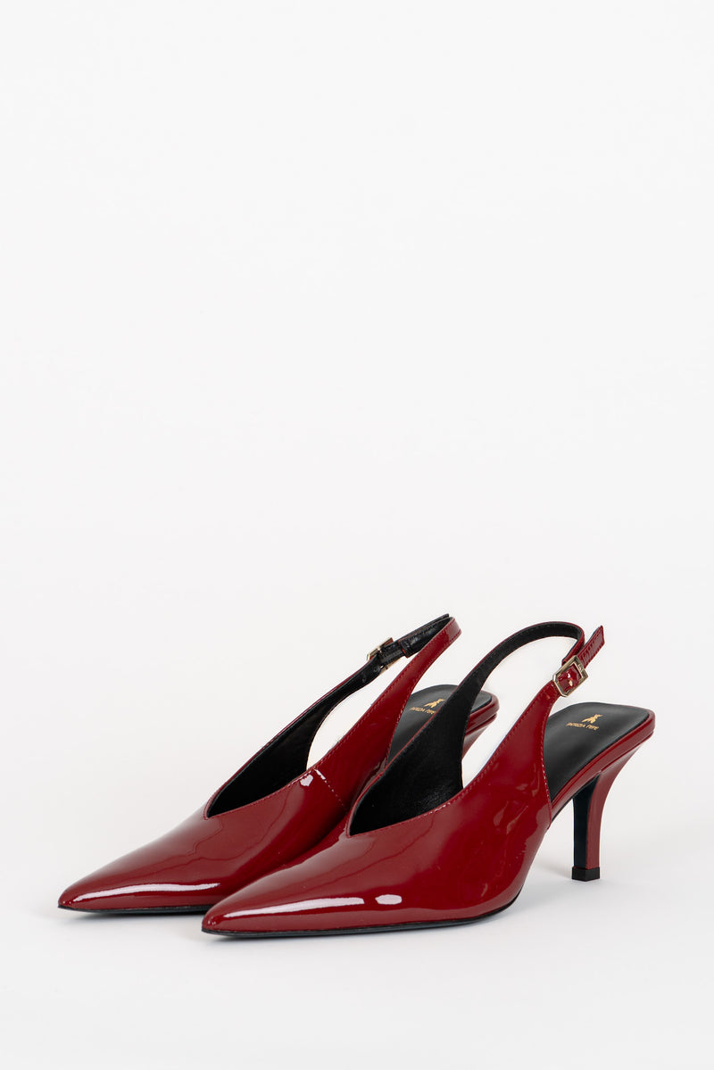 Scarpa Sling Black Vernice Glossy Red