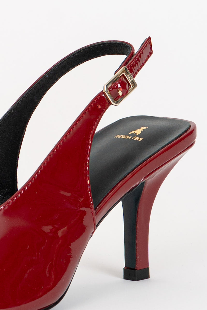 Scarpa Sling Black Vernice Glossy Red