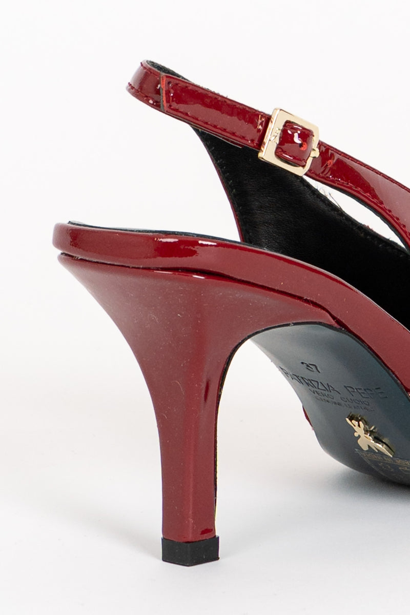 Scarpa Sling Black Vernice Glossy Red