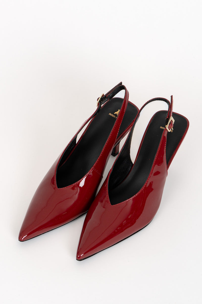 Scarpa Sling Black Vernice Glossy Red