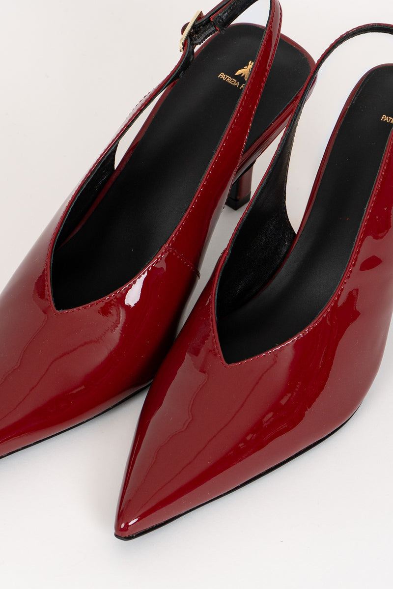 Scarpa Sling Black Vernice Glossy Red