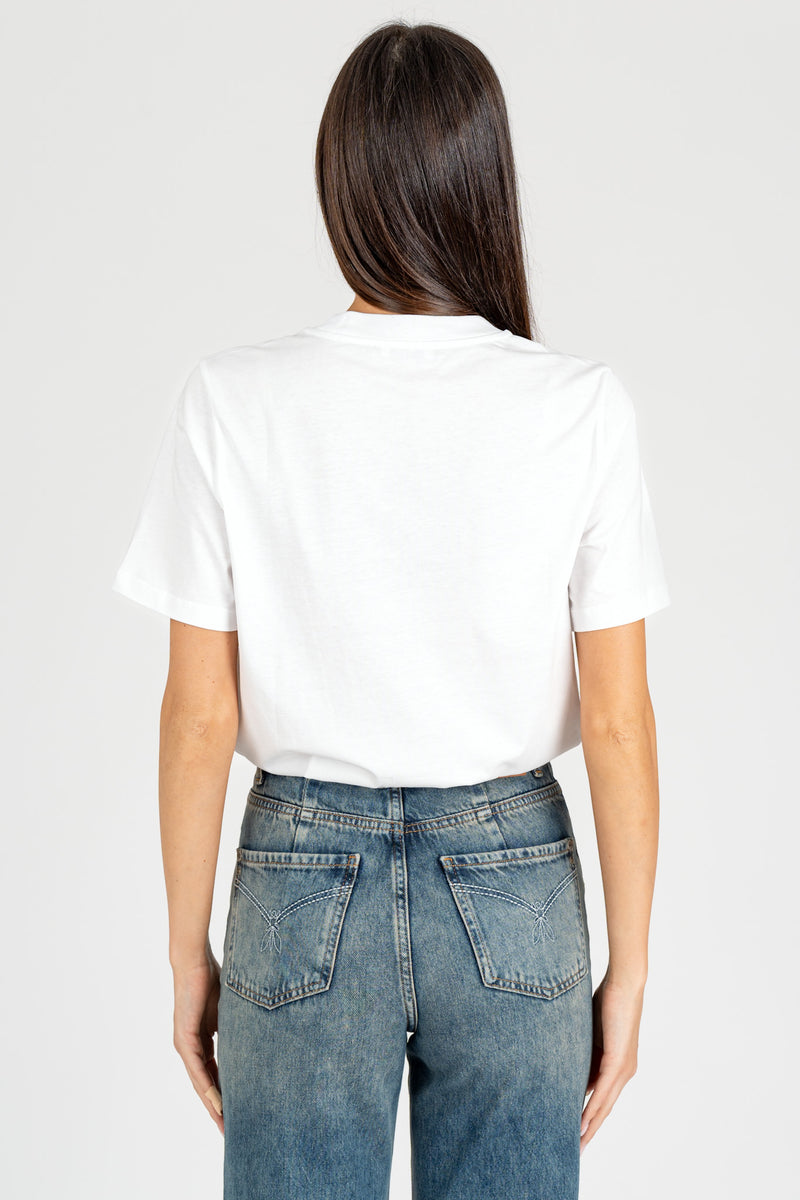 T-Shirt con Pailettes Bianco Ottico