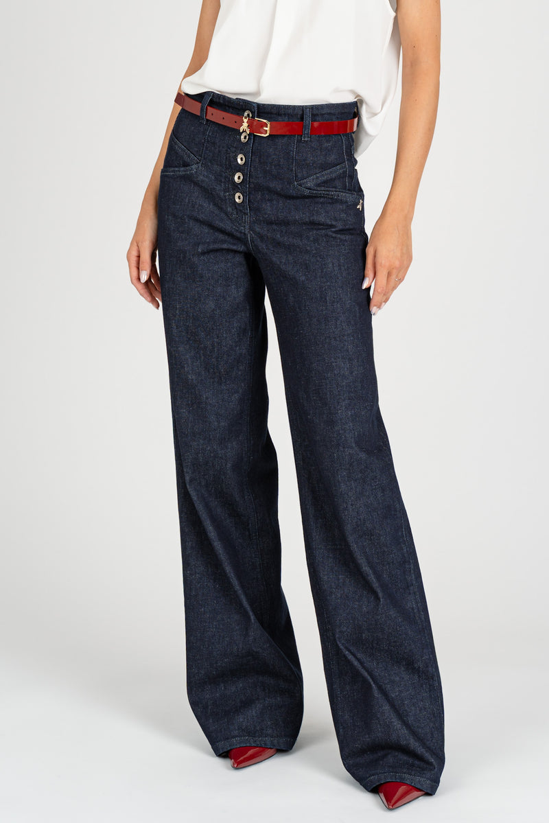 Pantalone Denim Flare Blue Rise Wash