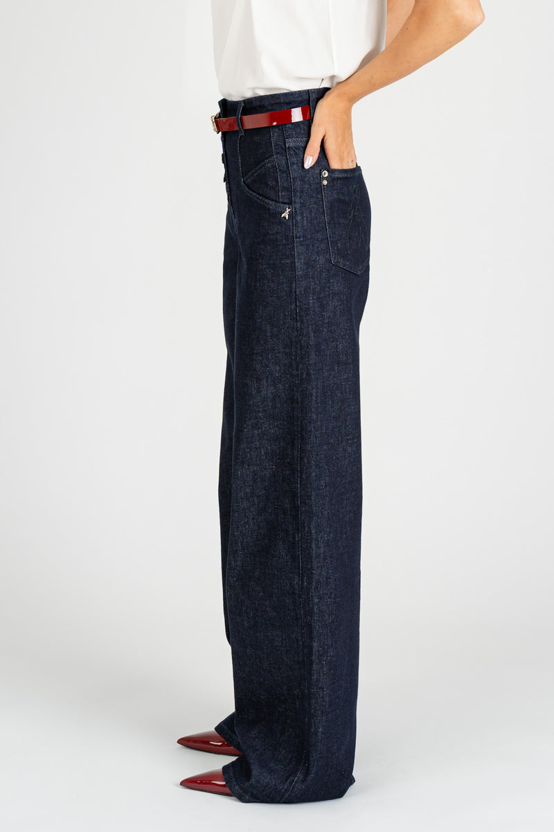 Pantalone Denim Flare Blue Rise Wash