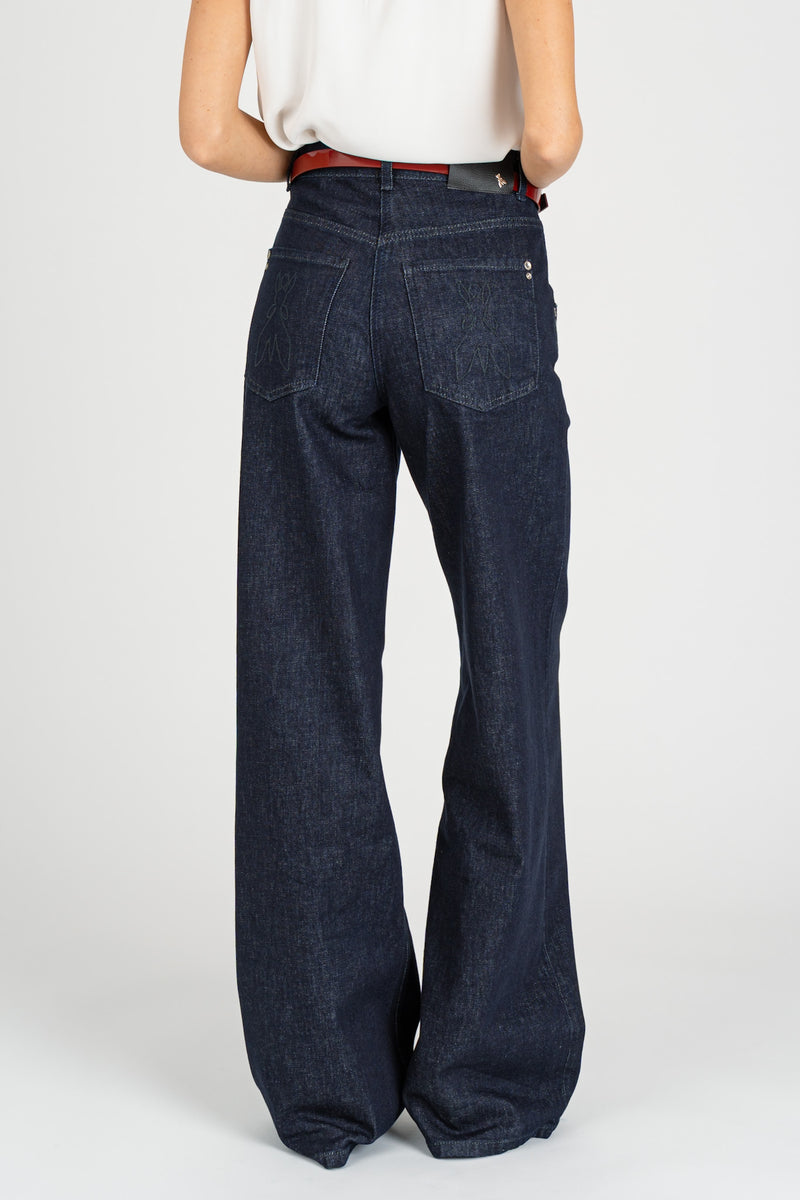 Pantalone Denim Flare Blue Rise Wash